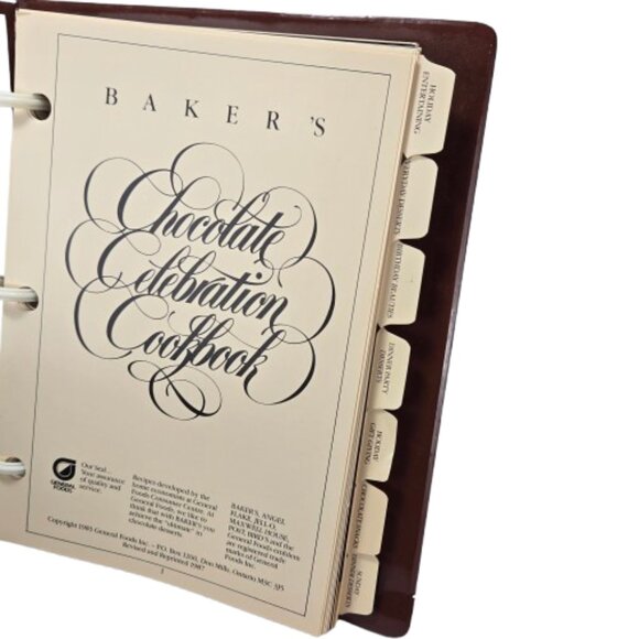 Vintage 1980s Bakers Chocolate Celebration Cookbook Binder General Foods Ontario - Picture 3 of 16